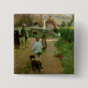The Loiterers, 1888 (oil on canvas) 15 Cm Square Badge