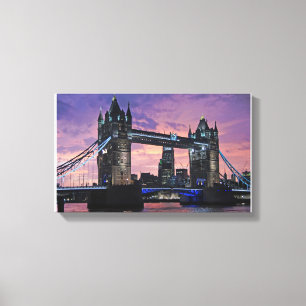 The London Tower Bridge at night painting Canvas Print