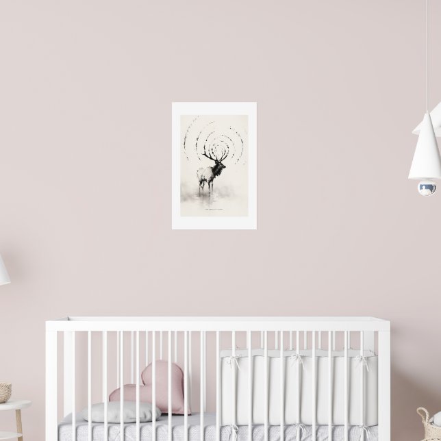The Lone Elk Wilderness Wall Art Print (Nursery 2)