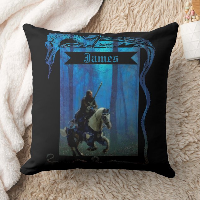 The Lone Knight: A Journey Through the Mist Cushion (Blanket)