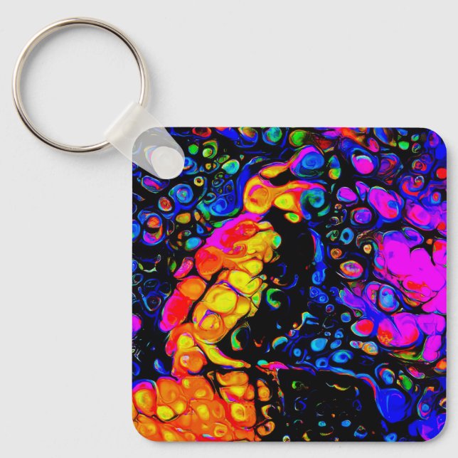 The Lonely Bird 4:  Liquid Art Style  Key Ring (Front)