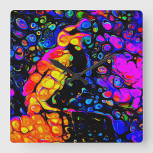The Lonely Bird 4: Liquid Art Style Square Wall Clock