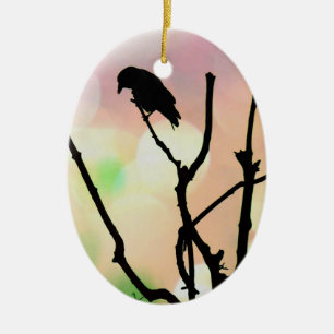 The Lonely Crow Oval Ornament