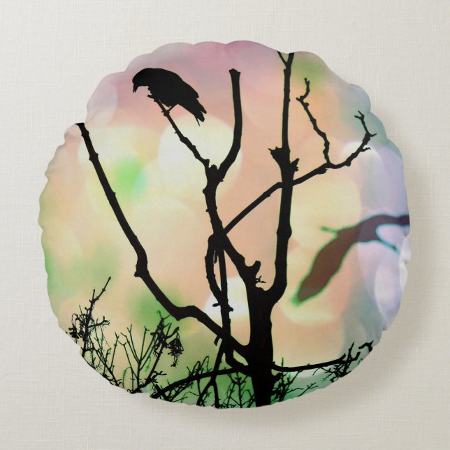 The Lonely Crow Round Pillow (Front)