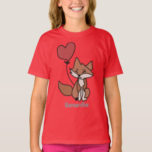 The Lonely Fox and the Heart Balloon   Love T-Shirt