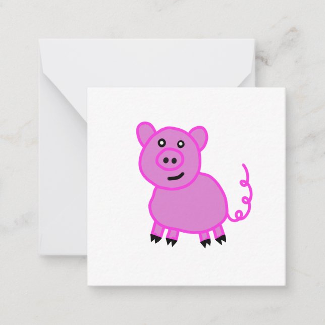 The Long Tailed Cute Pink Pig Card (Front)