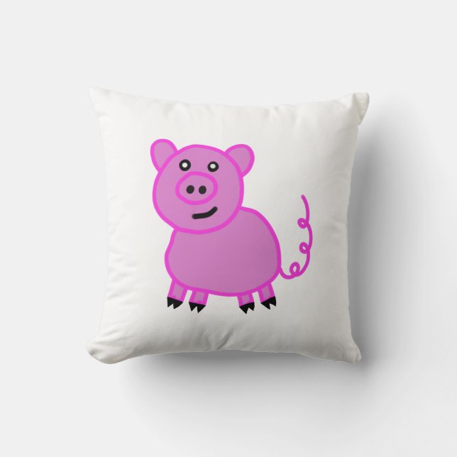 The Long Tailed Cute Pink Pig Cushion (Front)