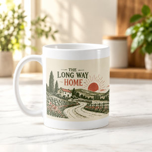 The Long Way Home Linocut Road Mug