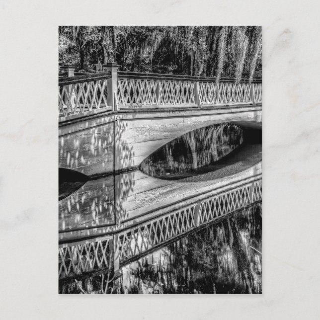 The Long White Bridge (b&w).jpg Postcard (Front)