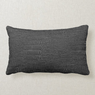 The Look of Black Realistic Alligator Skin Lumbar Cushion
