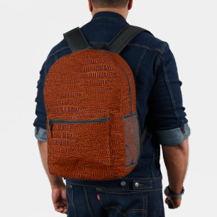The Look of Brown Realistic Alligator Skin Printed Backpack