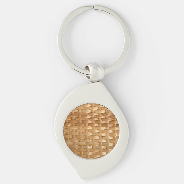 The Look of Lacquer Wicker Basketweave Texture Key Ring (Front)