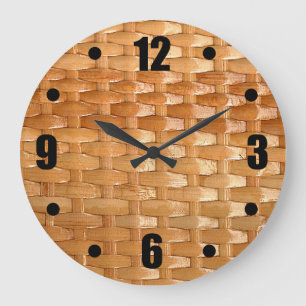 The Look of Lacquer Wicker Basketweave Texture Large Clock