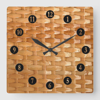 The Look of Lacquer Wicker Basketweave Texture Square Wall Clock