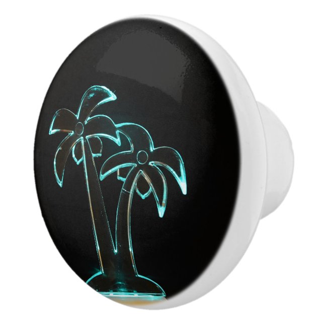 The Look of Neon Lit Up Tropical Palm Trees Ceramic Knob (Right)