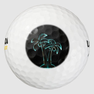 The Look of Neon Lit Up Tropical Palm Trees Golf Balls