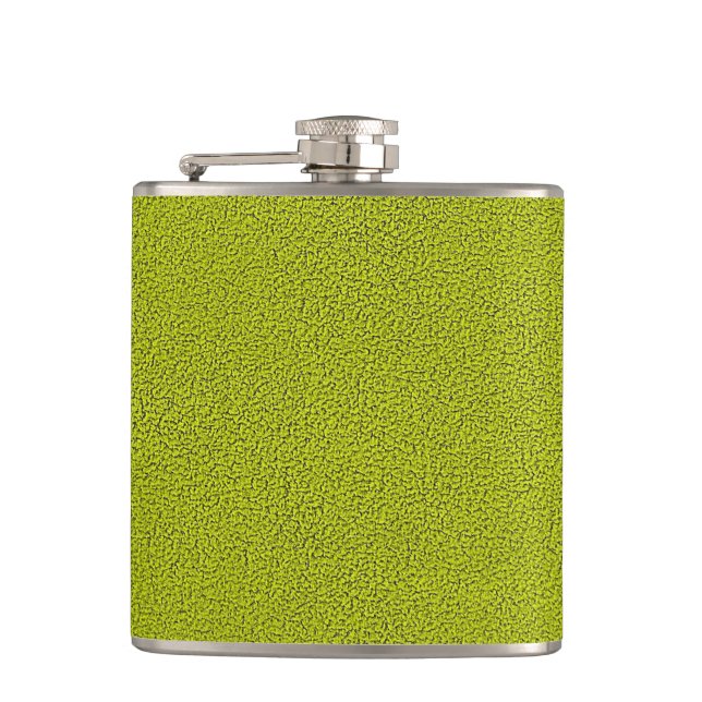The look of Snuggly Chartreuse Green Suede Hip Flask (Front)