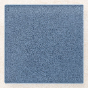 The look of Snuggly Slate Blue Suede Texture Glass Coaster
