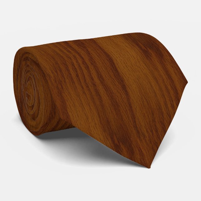 The Look of Warm Oak Wood Grain Texture Tie (Rolled)