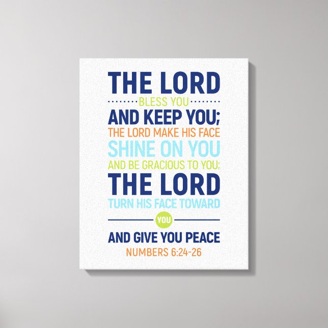 The Lord Bless You And Keep You, Numbers 6:24-26 Canvas Print (Front)