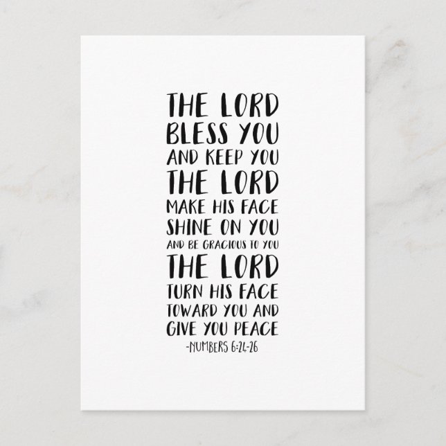 The Lord Bless You And Keep You, Numbers 6:24-26 Postcard (Front)