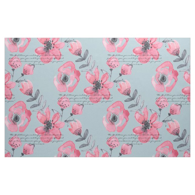 The Lord Bless You and Keep You Rose Pattern Fabric (Fat Quarter)