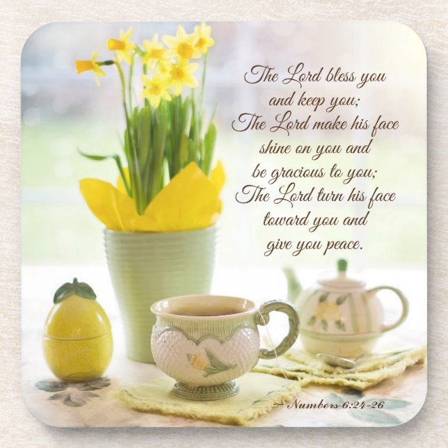 The Lord Bless You Numbers 6:24-26 Bible Verse Coaster (Front)