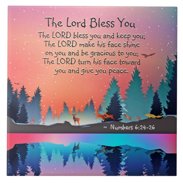 The Lord Bless You Numbers 6:24-26 Winter Lake Tile (Front)