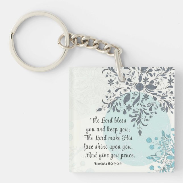 The Lord Bless You Numbers 6:24 Bible Verse Custom Key Ring (Front)