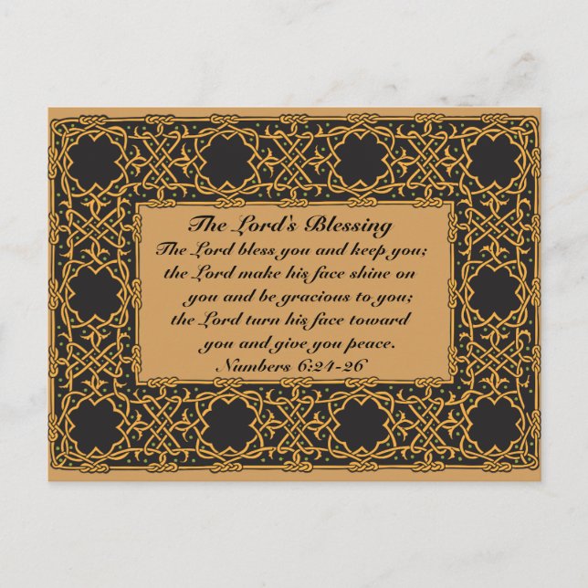The Lord Bless You, Numbers 6:24, Celtic Design Postcard (Front)