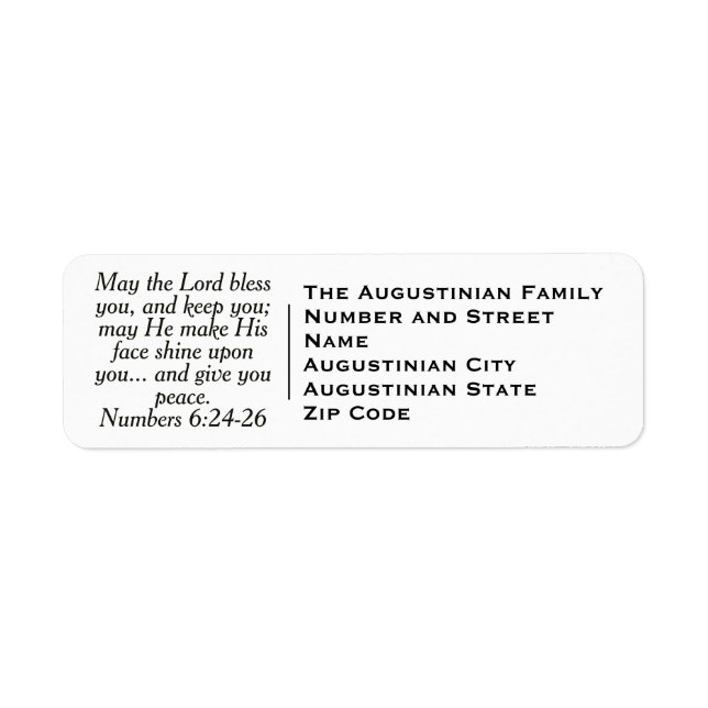 THE LORD BLESS YOU Numbers 6 Return Address (Front)