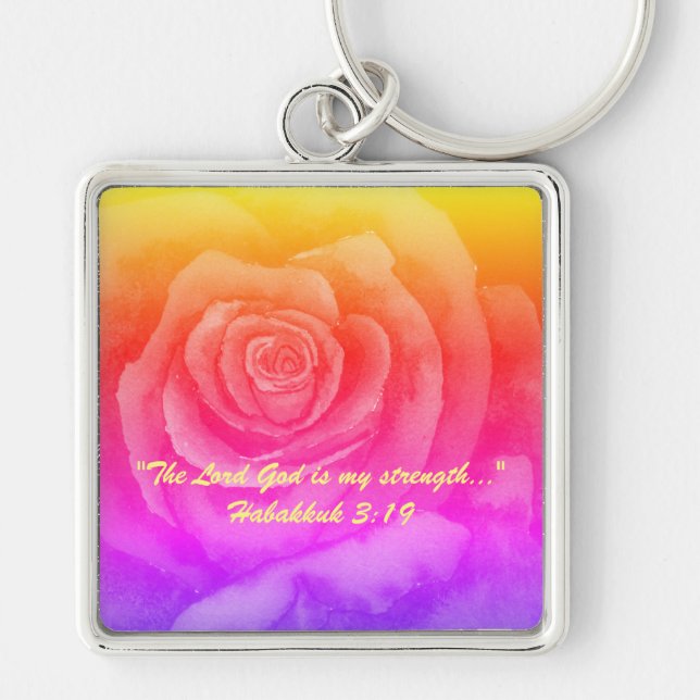 "The Lord God is my strength..." Bible truths  Key Key Ring (Front)