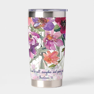 The Lord is faithful watercolor floral Christian Insulated Tumbler