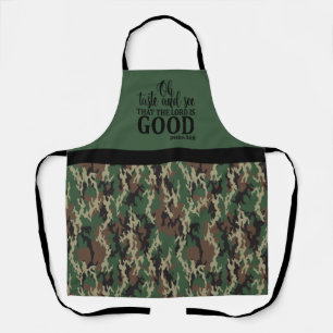 The Lord is Good Camouflage All-Over Print Apron