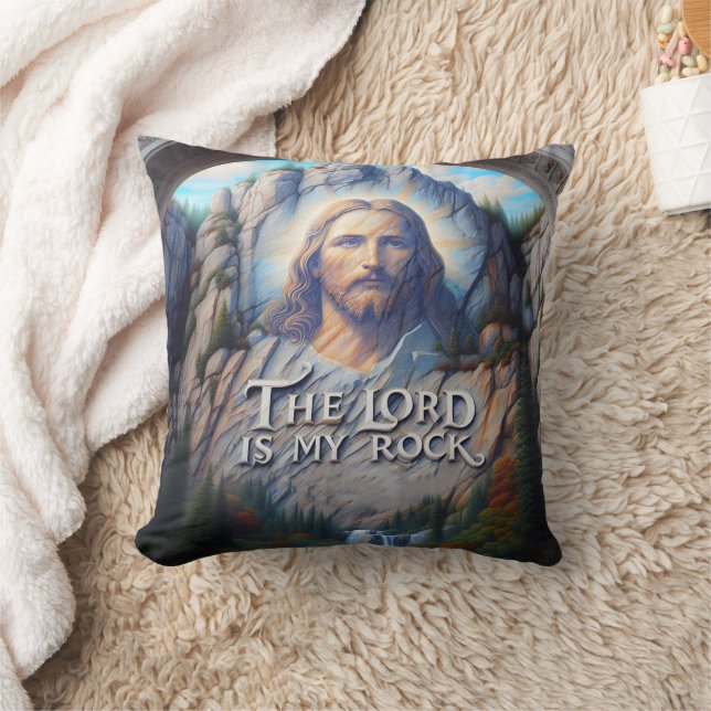 The Lord Is My Rock: Jesus in Sacred Carving Cushion (Blanket)