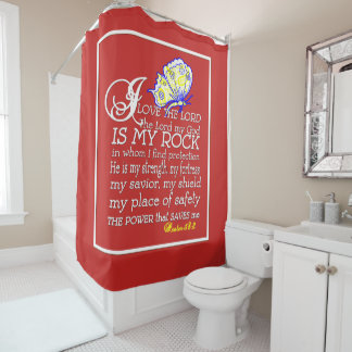 The Lord Is My Rock Scripture on Shower Curtain