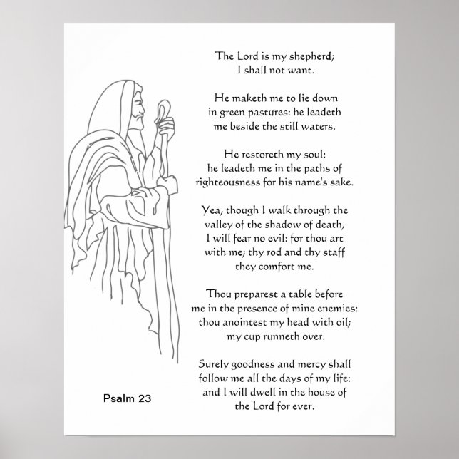The Lord is my Shepherd 23rd Psalm Bible Scripture Poster (Front)