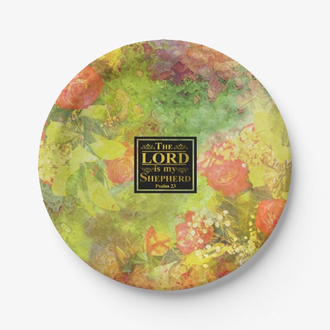 The LORD is my SHEPHERD dining bible verse Paper Plate (Front)