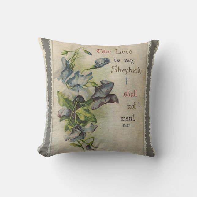 The Lord is My Shepherd Floral Scripture Cushion (Front)