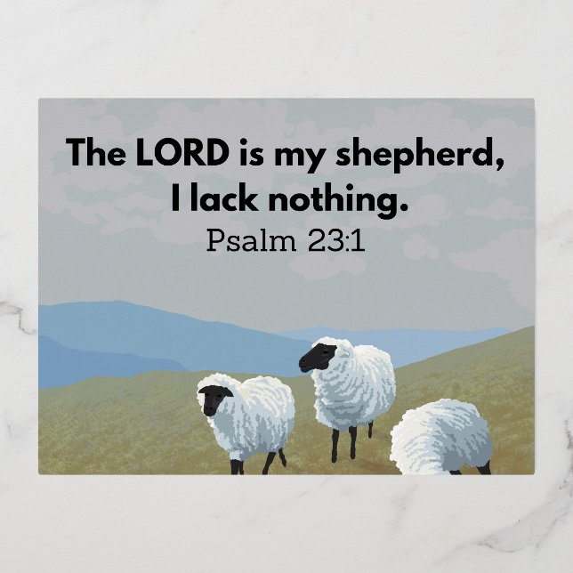 The LORD is my shepherd Foil Holiday Post Card (Front)