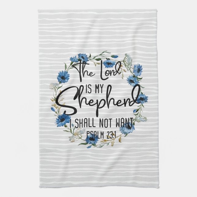 The Lord Is My Shepherd | Psalm 23:1 Bible Verse Tea Towel (Vertical)