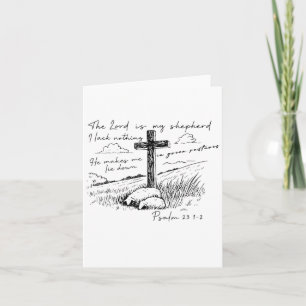 The Lord Is My Shepherd Psalm 23 Cross Meadow Card