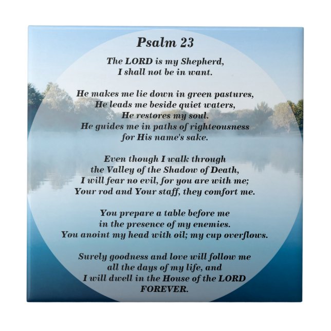 The Lord is my Shepherd Psalm 23 Decorative Tile (Front)