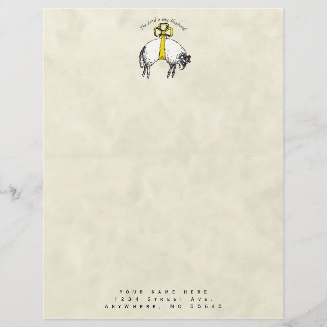The LORD is my shepherd Psalm 23 Personalized Letterhead (Front)