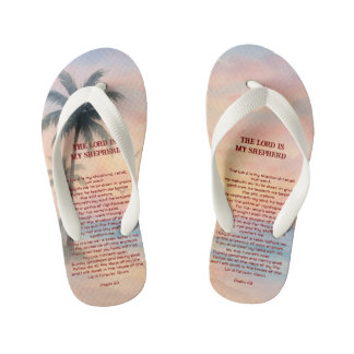 The Lord Is My Shepherd Psalm 23 Sunset Beach Kid's Jandals