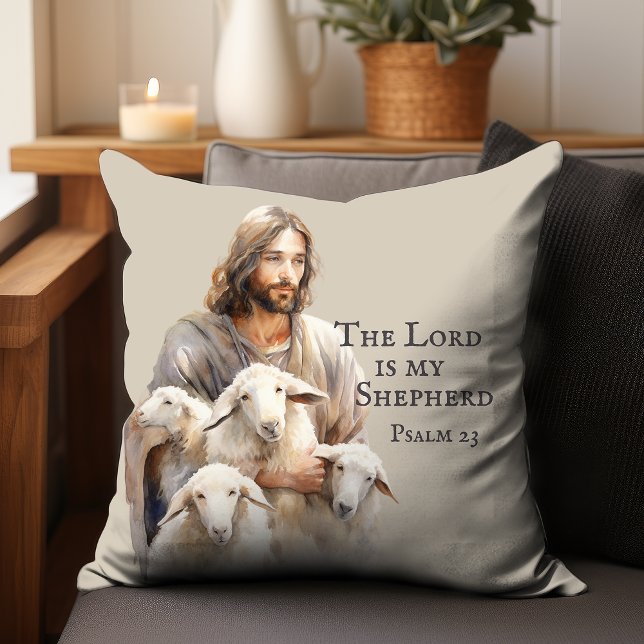 The Lord is My Shepherd - Psalm 23 Throw Pillow (Creator Uploaded)