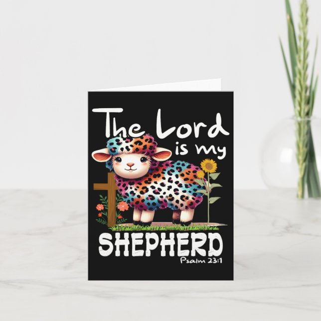 The Lord Is My Shepherd Psalm Cute Sheep Easter Ch Card (Front)