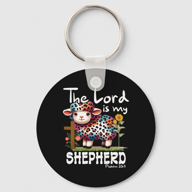 The Lord Is My Shepherd Psalm Cute Sheep Easter Ch Key Ring (Front)
