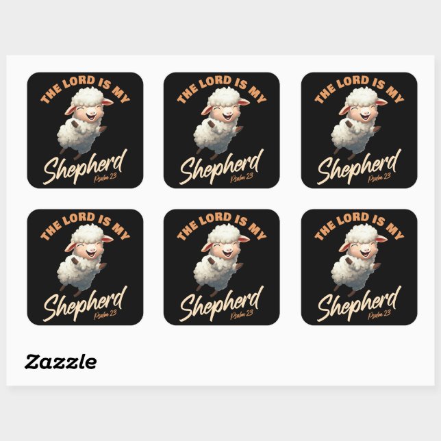 The Lord Is My Shepherd Psalms 23 Christian Faith Square Sticker (Sheet)