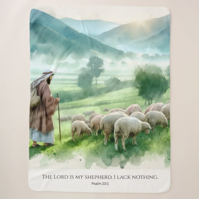The Lord is my shepherd Sherpa Blanket (Front)